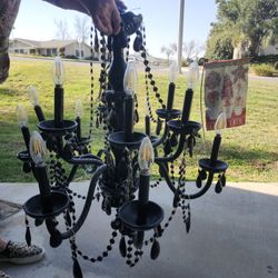 CHANDELIER - BLACK GLASS VINTAGE STYLE