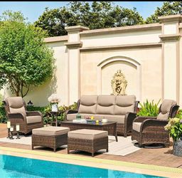 Patio furniture set with swivel chairs