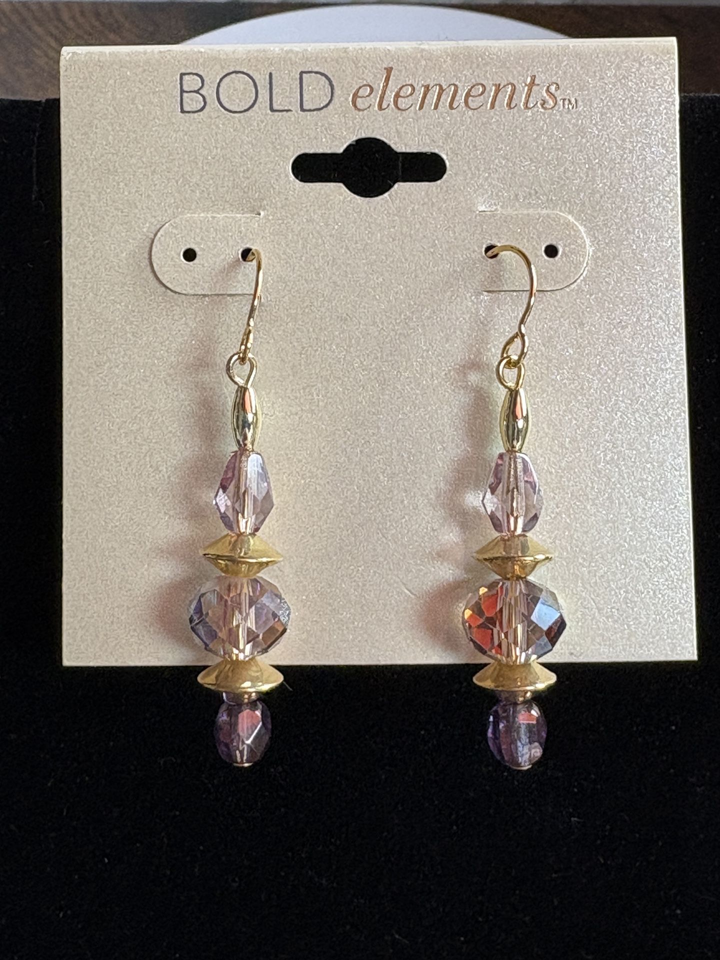 Gold and Purple Faceted Crystal Earrings