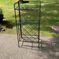 Wine rack with glass holder, and glass shelving