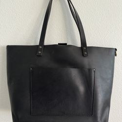 Portland Leather Goods Large Black Leather Tote