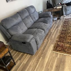 3 Seater Recliner Suede Couch 