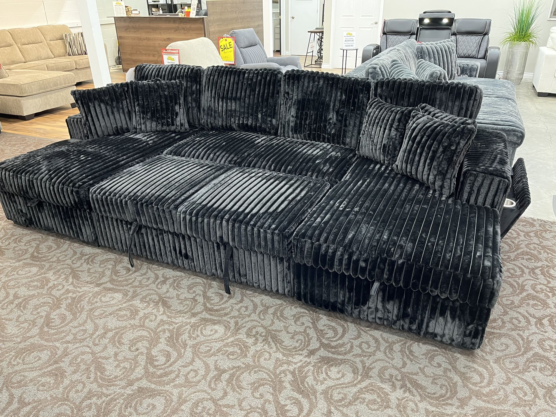 Black Corduroy Sectional Sleeper