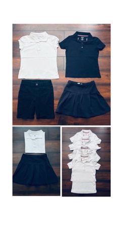 Little Girl Clothes Back To School Uniforms Shirts, Skirts, Shorts Gap Kids, Old Navy, Gymboree, And French Toast Size 7, 7/8 And 8 (19 Items In All)