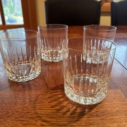 Crystal Double Rocks LowBall Vintage Old Fashion / Whiskey Glasses, Set of 4