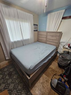 Queen bed frame and mattress