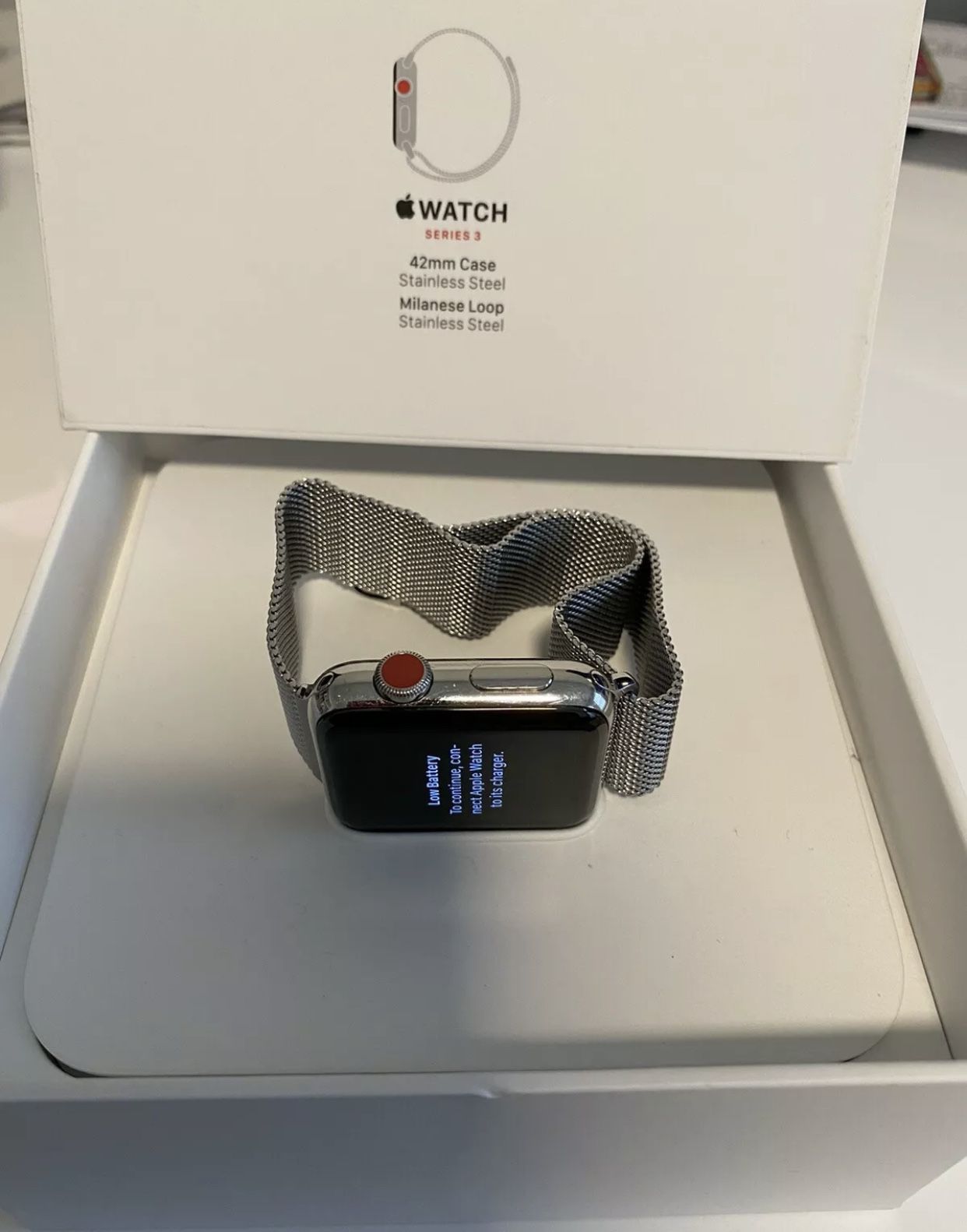 Apple Watch Series 3 42mm Stainless Steel (GPS + Cellular) w/ Milanese Loop (PERFECT CONDITION)