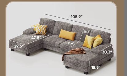 Gray Sectional Sofa with Chaise – Good Condition