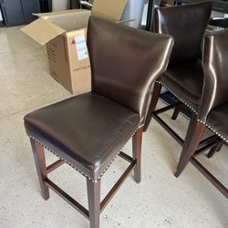 Brown Leather Bar Stools 