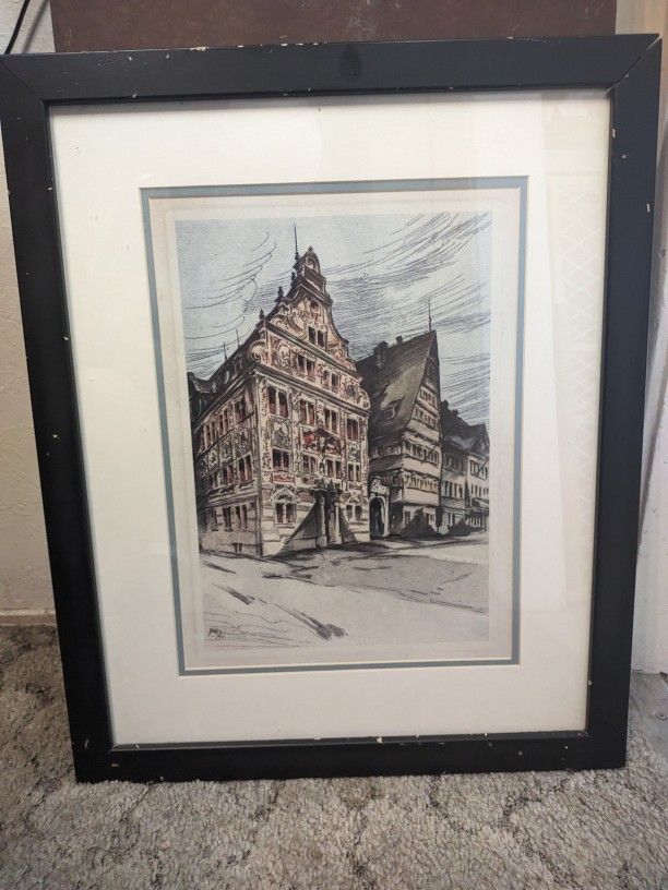 2 X Colored And Signed Prof Paul Geissler 1946 Germany Etchings