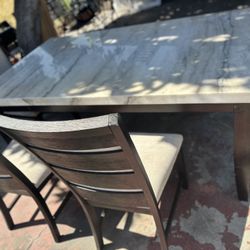 marble tabletop and Chocolate wooden base.