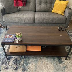 Fraizer Coffee Table with Storage. Dark Walnut.