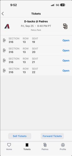 4 padres tickets
