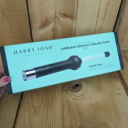 HARRY JOSH Cordless Ceramic Curling Wand 1" -Removable Battery Powered Curl Iron