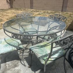 Patio Table Wrought Iron Vintage
