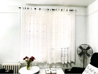White Sheer Lace Curtains 72 Inches Long 4 Panels