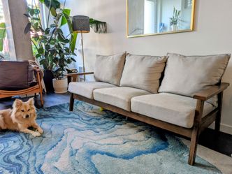 Walnut wood frame couch