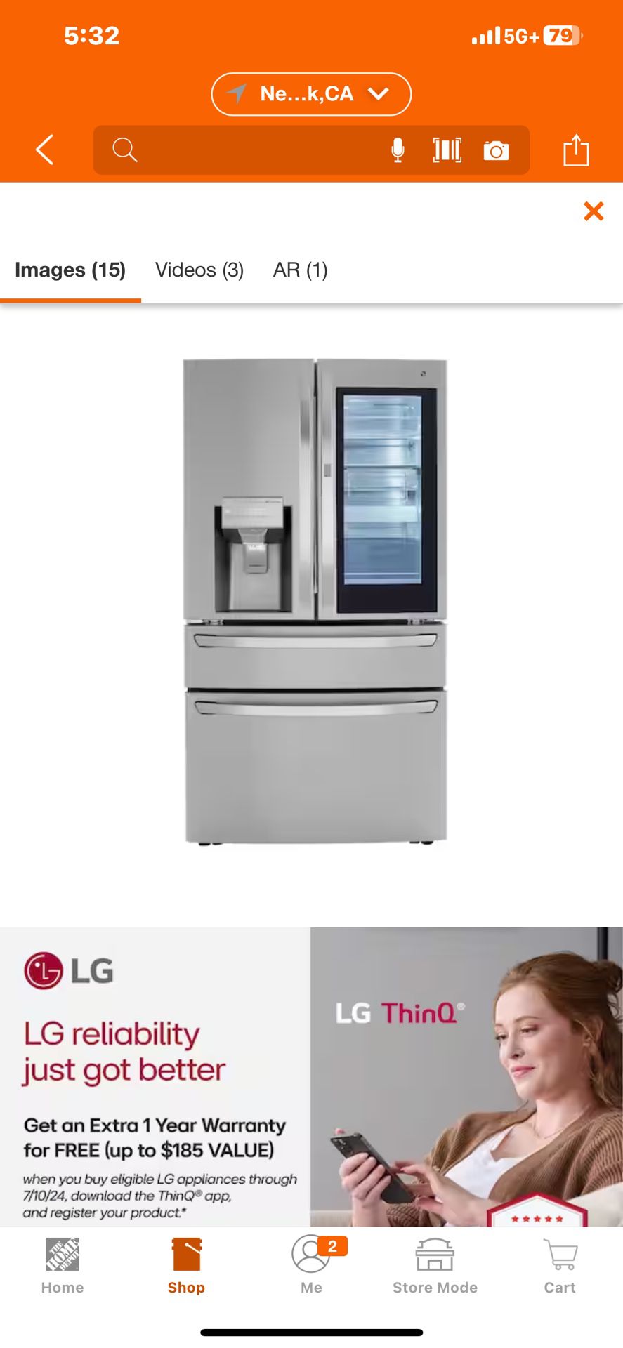 LG Brand New Refrigerator In The Box Never Opened 