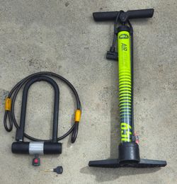 Bike Lock + Bike Floor Air Pump - Bell Brand