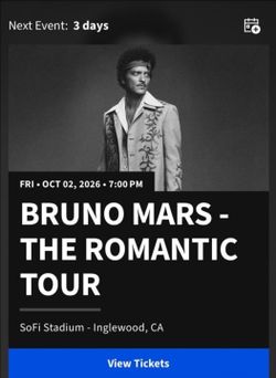 BRUNO MARS CONCERT FOR 10/2