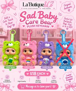 Sad Baby Care Bear Plush Keychain