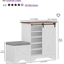 Entry Shoe Cabinet With Seat Storage