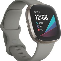 Fitbit Sense Advanced Smartwatch with Tools for Heart Health, Stress Management & Skin Temperature Trends, Sage Grey/Silver, One Size (S & L Bands Inc