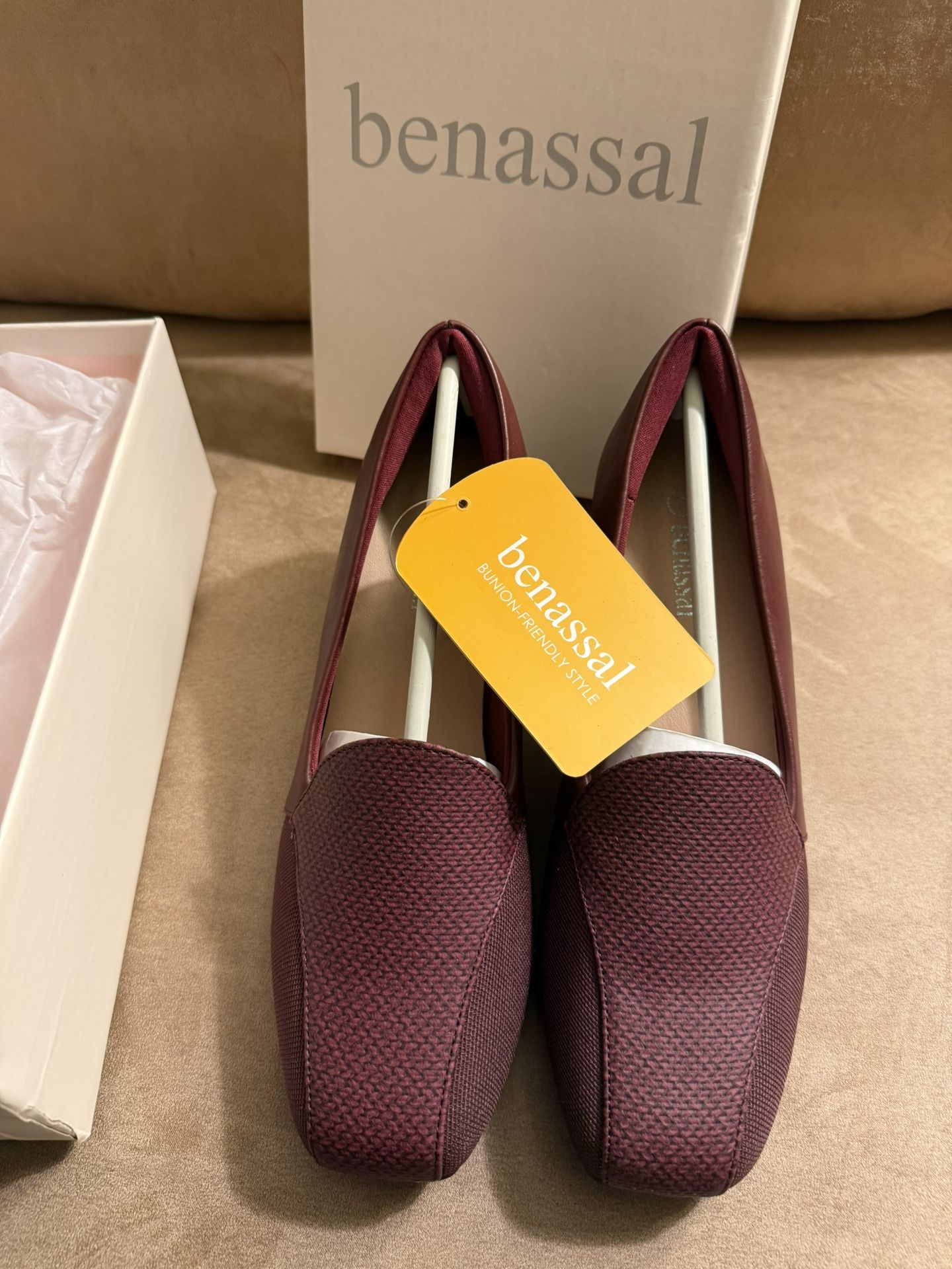 Orthopedic Burgundy Block Heel Loafers