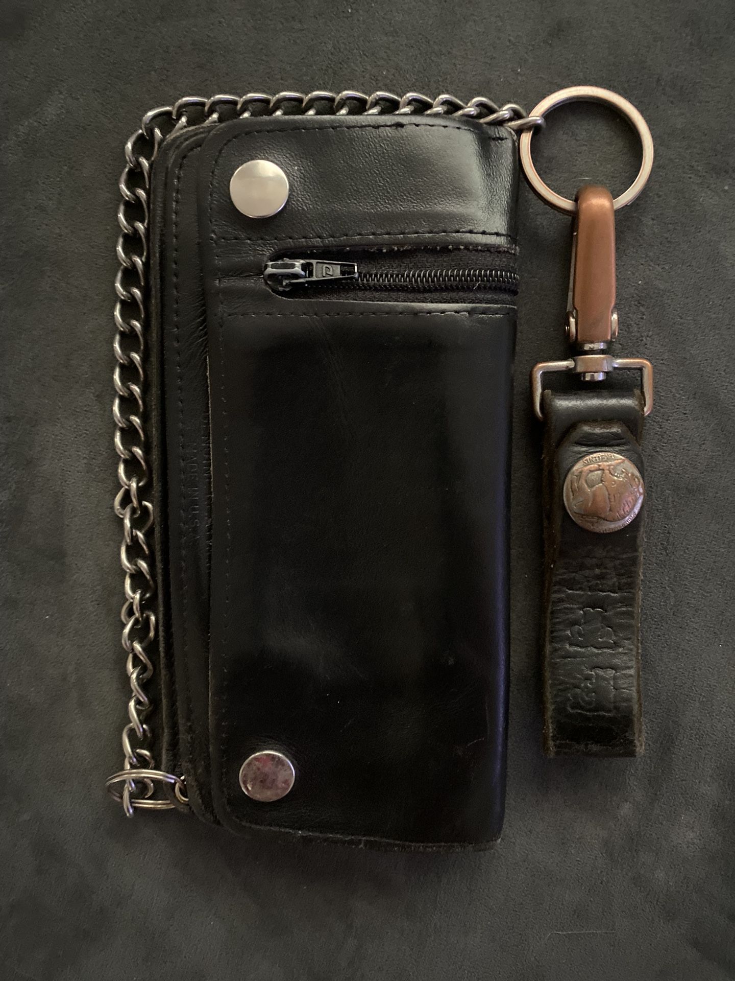 Vintage Biker Wallet & Chain Genuine Leather πΊπΈ