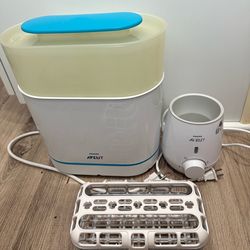 Avent sterilizer, bottle warmer, and Munchkin High Capacity Dishwasher Basket