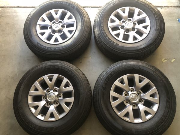 Factory Slightly Used Toyota Tacoma 16 Inch Wheels And Tires With A Factory Slightly Used Toyota Tacoma 16 Inch Wheels And Tires With A Firestone 245 75 95 Tread Left Asking 525