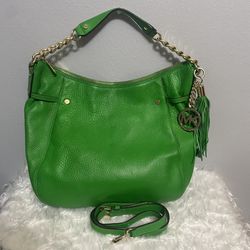 MK Green Leather Crossbody Purse 