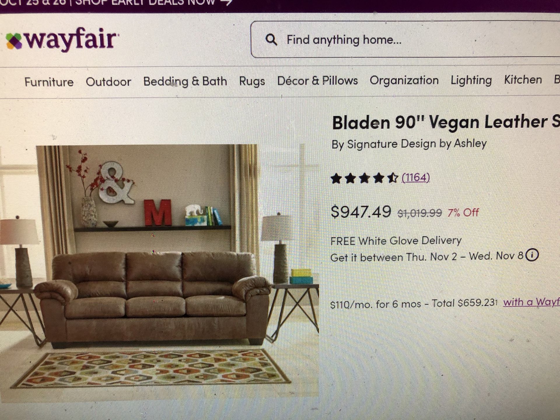 New Sofa By Ashley Never Used Open Box From The Warehouse Nice And Comfy 