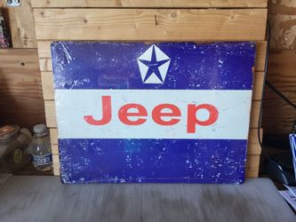 Vintage Jeep Dealership Metal Sign 12"x16"