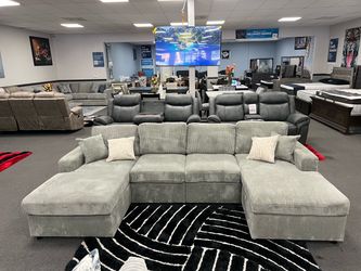 Gray Sofa Sectional w/ Double Chaise