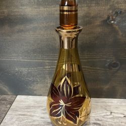 Vintage MCM Amber Glass  Decanter With Matching Glass Stopper