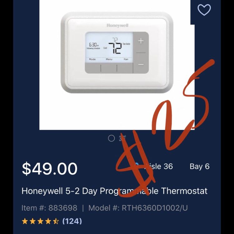 Honeywell 5-2 day programable thermostat