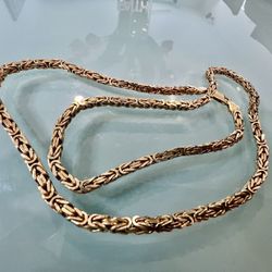 45.1g Solid 14k Yellow Gold 22” Byzantine Chain/Necklace