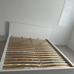 IKEA King Bed Frame – White Platform Bed Frame With Slats