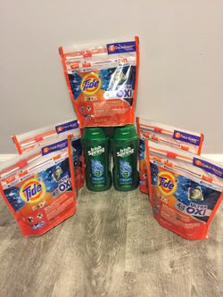 5packs Tide Pods Oxi 4-1/ 12counts each packs 2bottles Irish spring body wash 532ml bundle for $25/ Pick Up Gahanna
