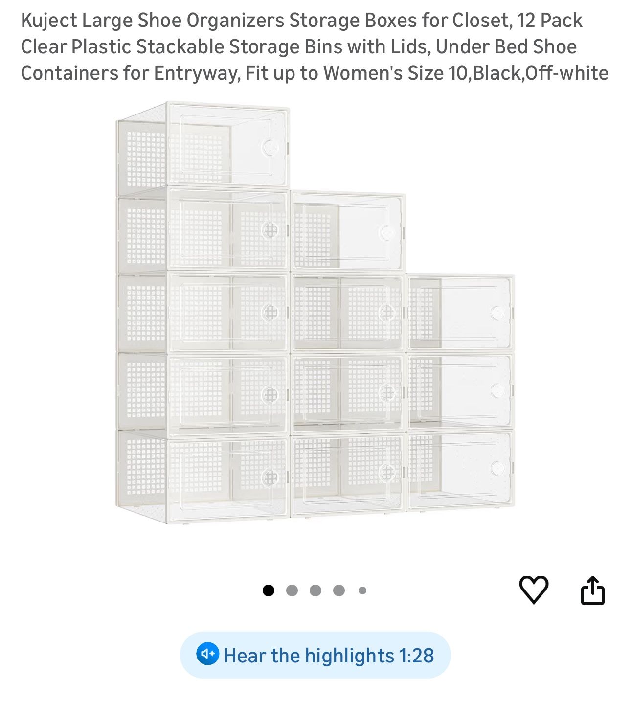 Shoe Organizers Storage Boxes for Closet, 12 Pack Clear Plastic Stackable Storage Bins with Lids, Under Bed Shoe