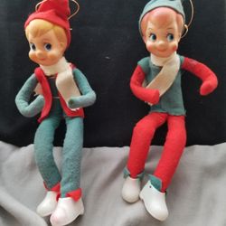 2 1960's Vintage Elf/Pixie Ornaments