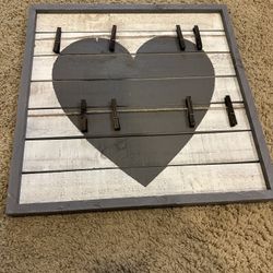 Rustic grey and white heart photo holder. Originally from Nordstrom rack 