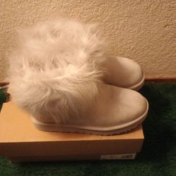 UGG CLASSIC Size 6 Women's  MINI TOSCANA FUR CUFF GRAY WATER RESISTANT BOOT US 7 ...
