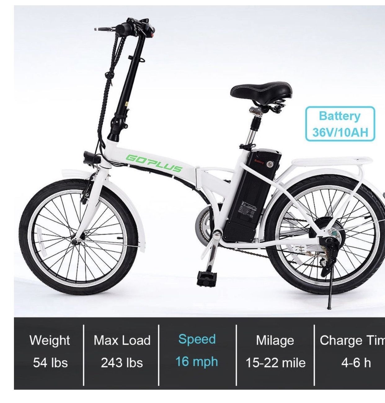 Folding Electric Bike - 20’’ tires - White