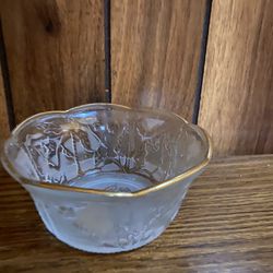 Gold Rimmed Decorative Glass Bowl