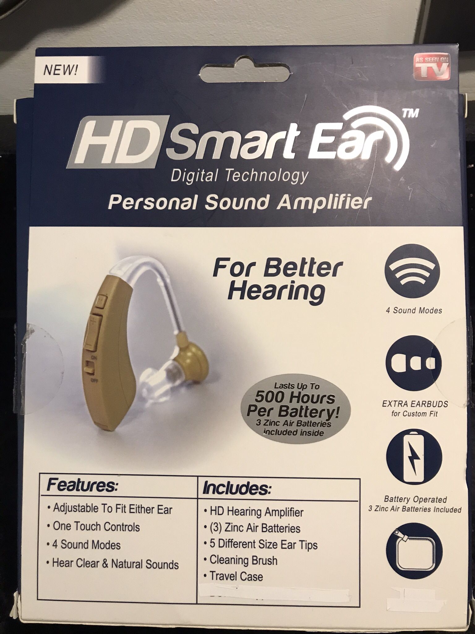 HD Smart Ear Personal Sound Amplifier-Fits Either Ear