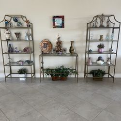 3 Pc Decorative Metal And Glass Shelving