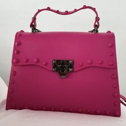 Bright pink plastic purse Crossbody