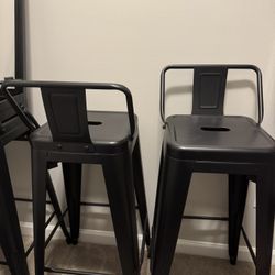Counter-Height Metal Barstools — Removable Low Backs